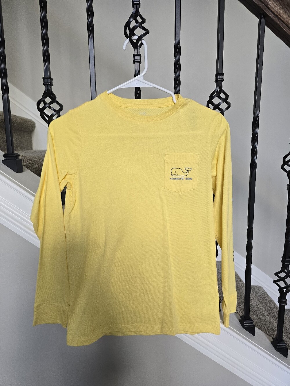 Vineyard Vines Boys Long Sleeve Pocket Tee Yellow Size S 8/10